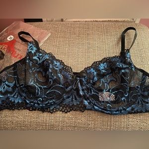 Black and Blue sheer lace bra